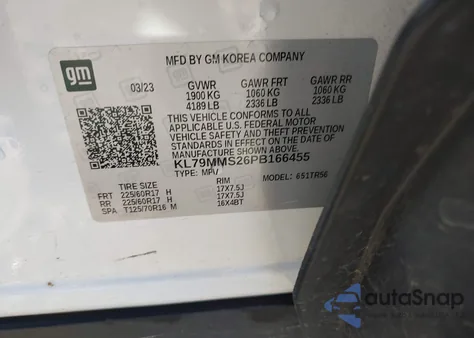 2023 Chevrolet Trailblazer Fwd Ls from USA, damaged, VIN KL79MMS26PB166455